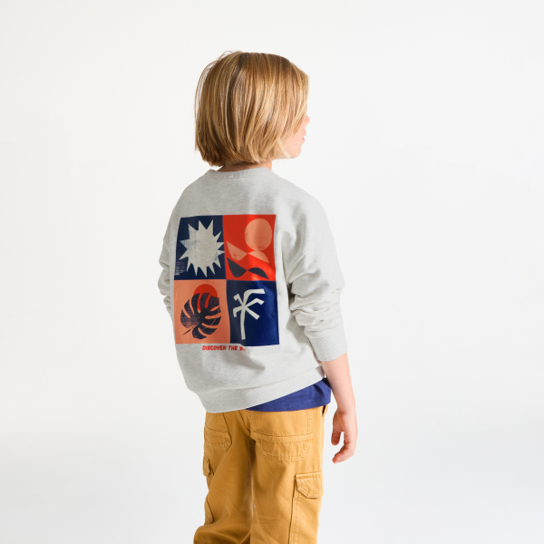 سويت شيرت من الصوف الناعم الملتف باللون الرمادي للأولاد